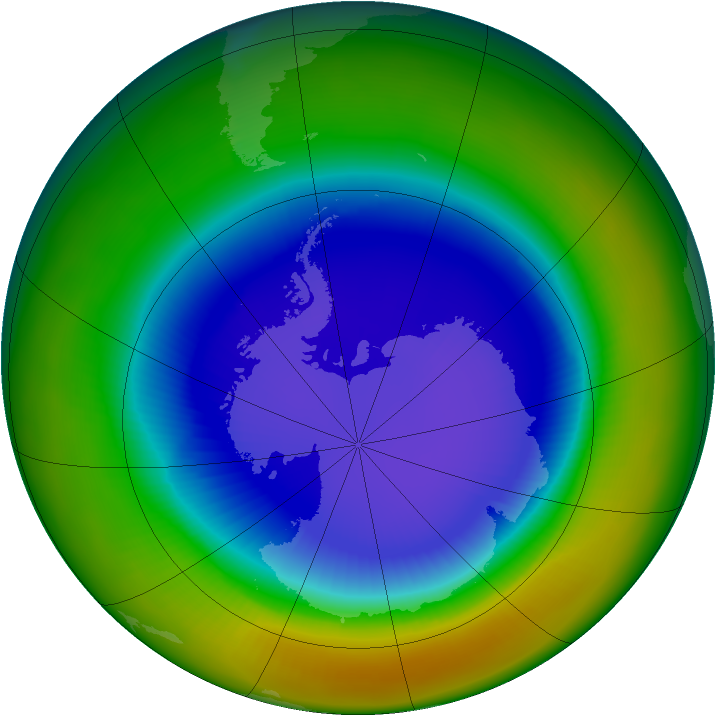 Antarctic ozone map for September 1996